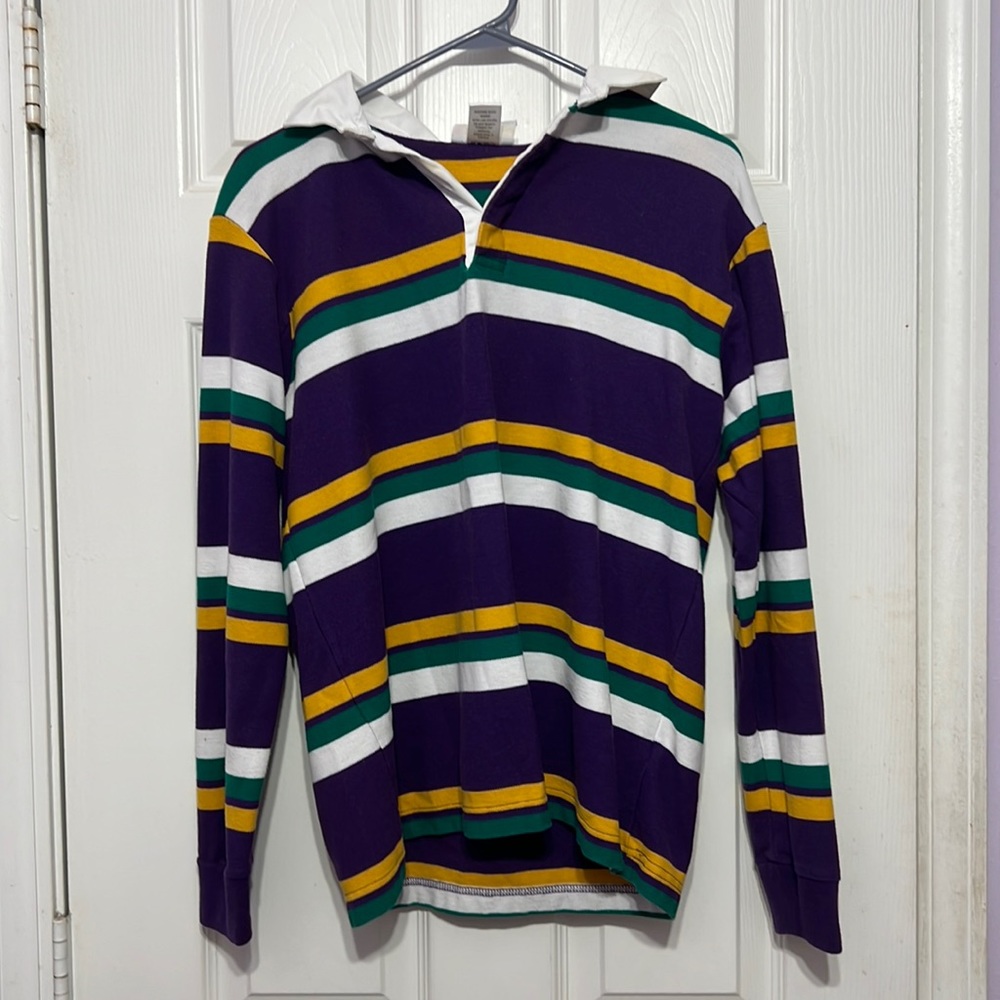 MARDI GRAS Polo style long sleeve Sz small